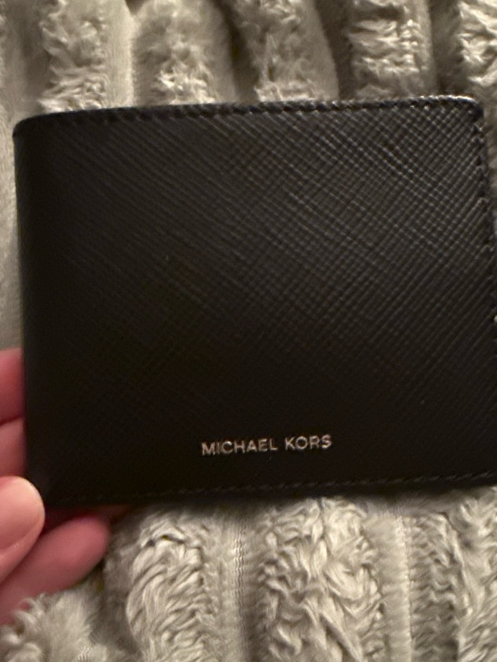 Michael Kors Black Saffiano Leather Bifold Wallet with Gold Logo